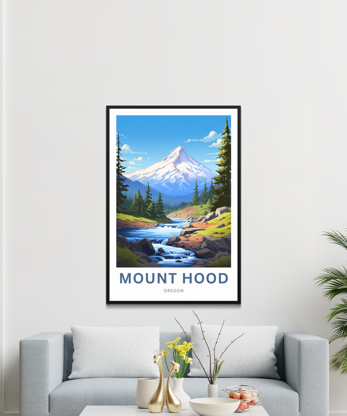 Mount Hood Travel Poster, Oregon Landscape Art Print - Image 3