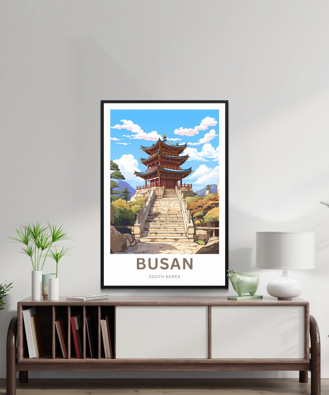 Personalized Busan South Korea Pavilion Staircase Temple Travel Poster - Image 2
