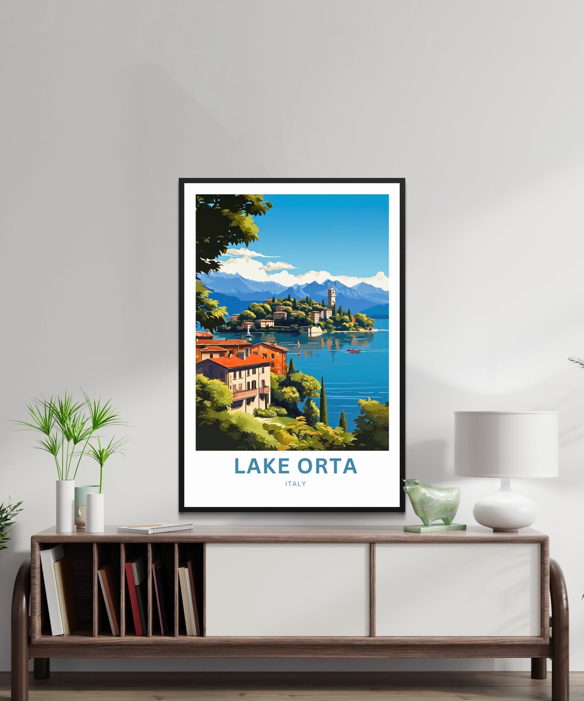 Lake Orta Italy Lakeside Village Island Church Alps Travel Poster Art - Image 3