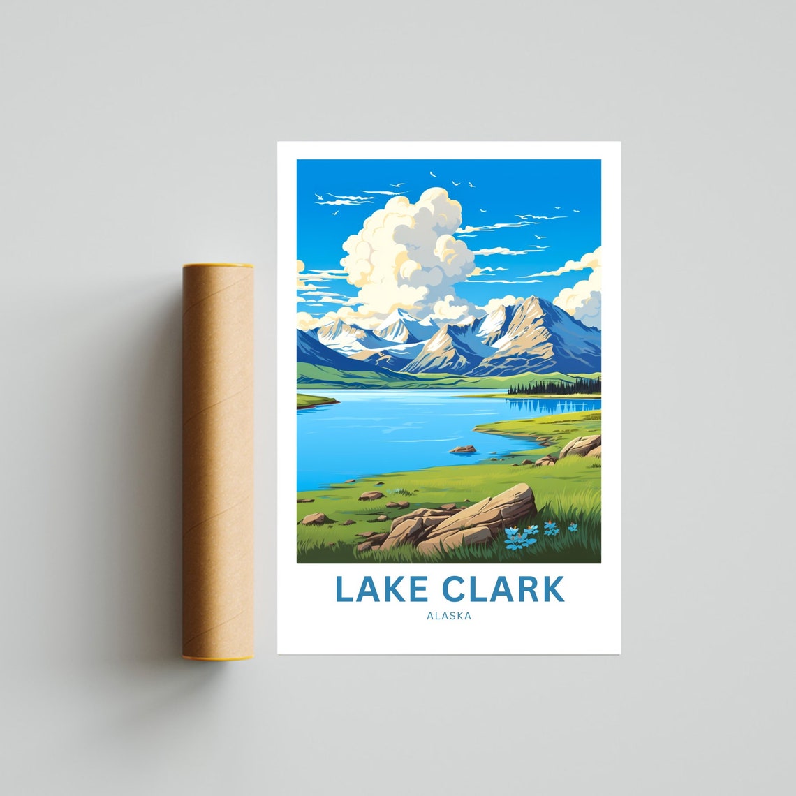Lake Clark Alaska Blue Lake Peaks Wilderness Personalized Poster - Image 4