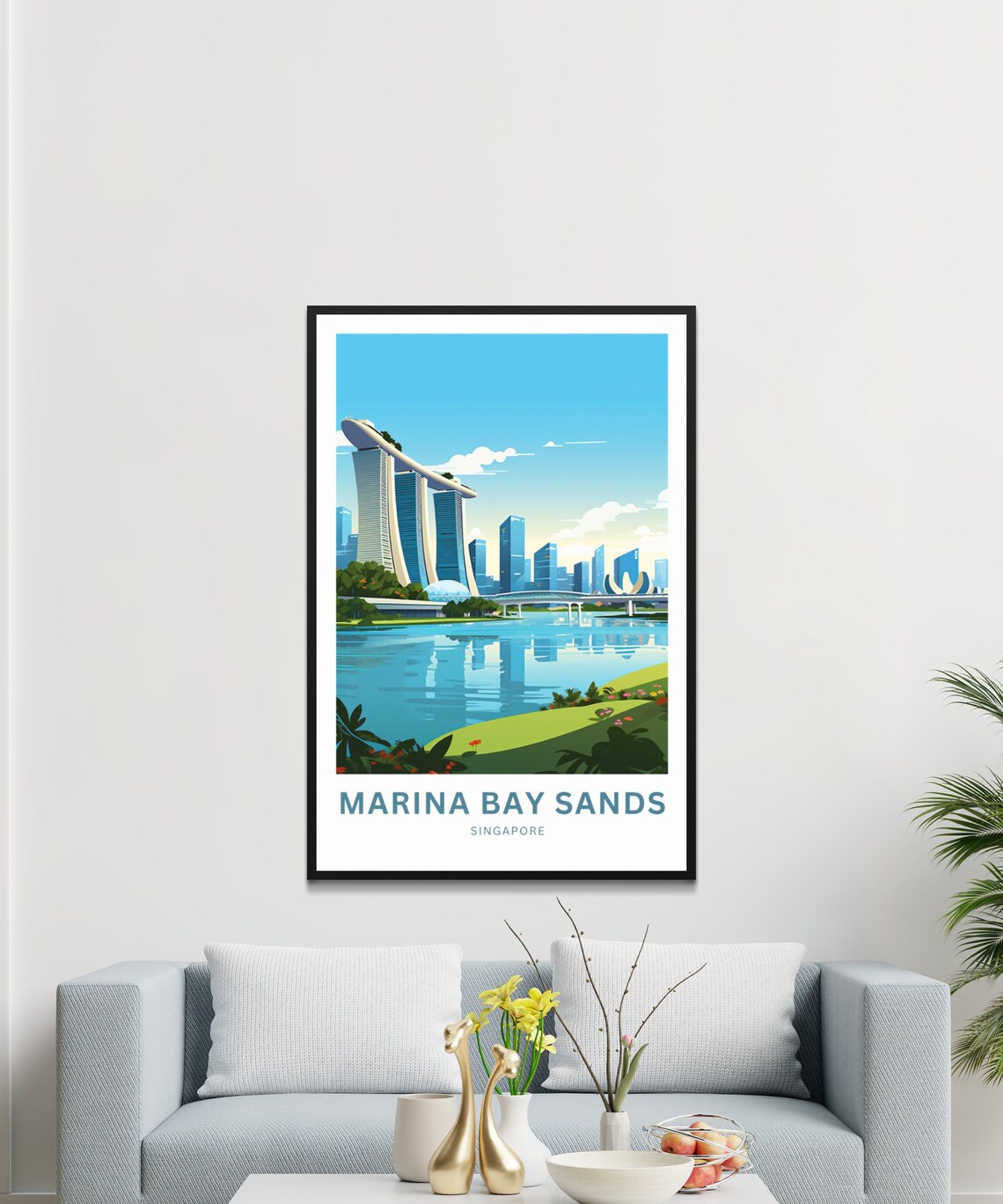 Personalized Marina Bay Sands Singapore Skyline Custom Travel Poster - Image 3