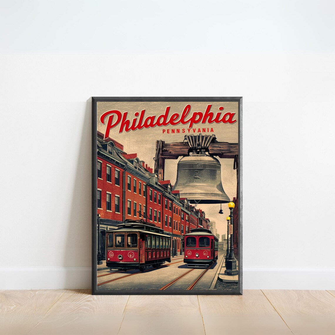 Philadelphia Pennsylvania Vintage Liberty Bell Trolley Poster