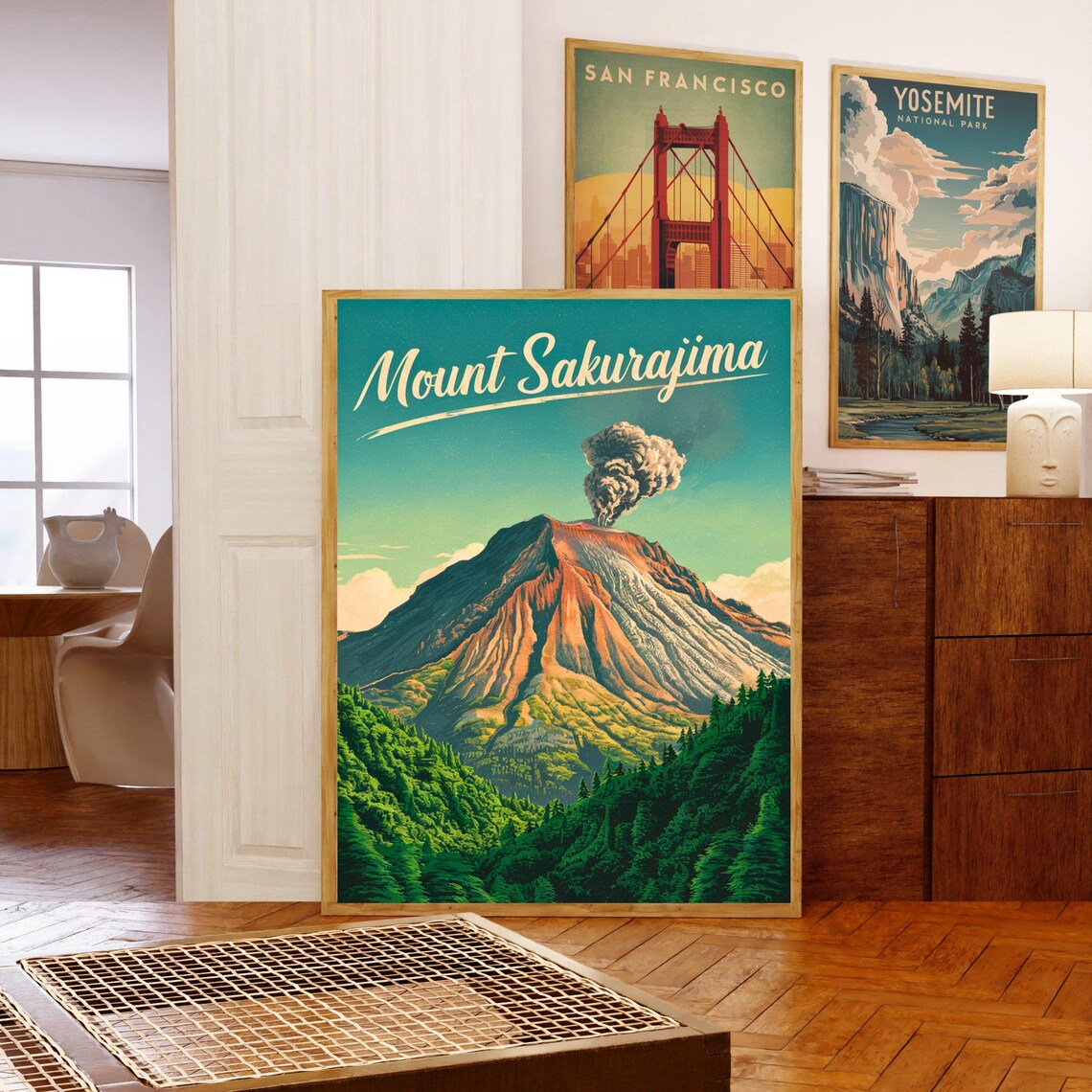 Mount Sakurajima Japan Smoking Volcano Peak Vintage Travel Poster - Image 5