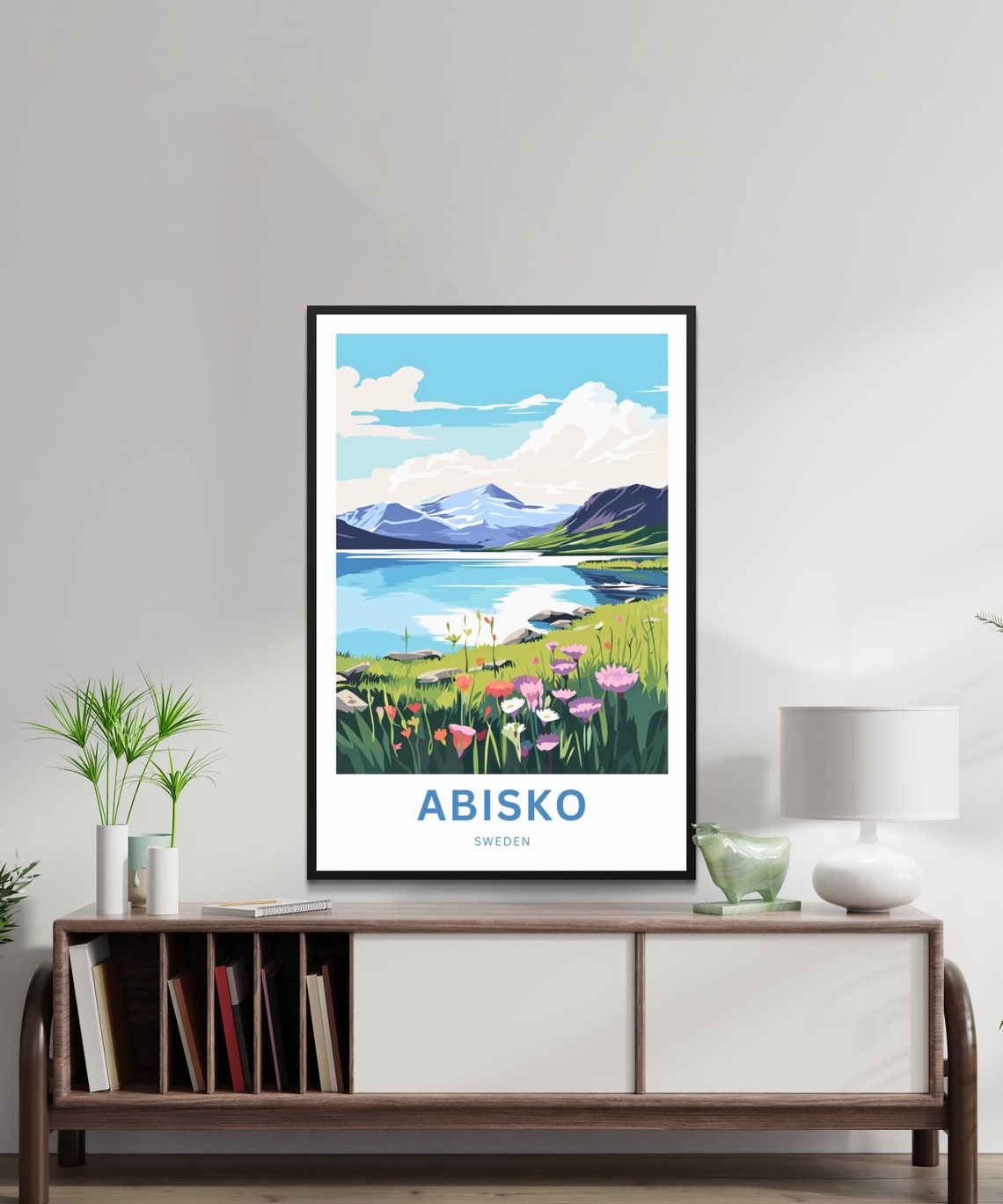 Abisko Sweden Wildflower Meadow Summer Mountain Lake Scene Poster - Image 2