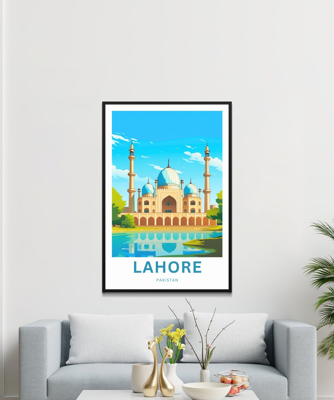 Lahore Pakistan Badshahi Mosque Domes Grand Skyline Travel Poster - Image 3