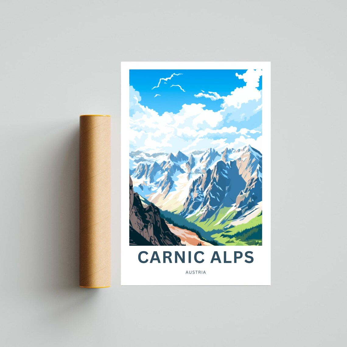 Carnic Alps Austria Snowy Mountain Valley Landscape Art Poster - Image 4