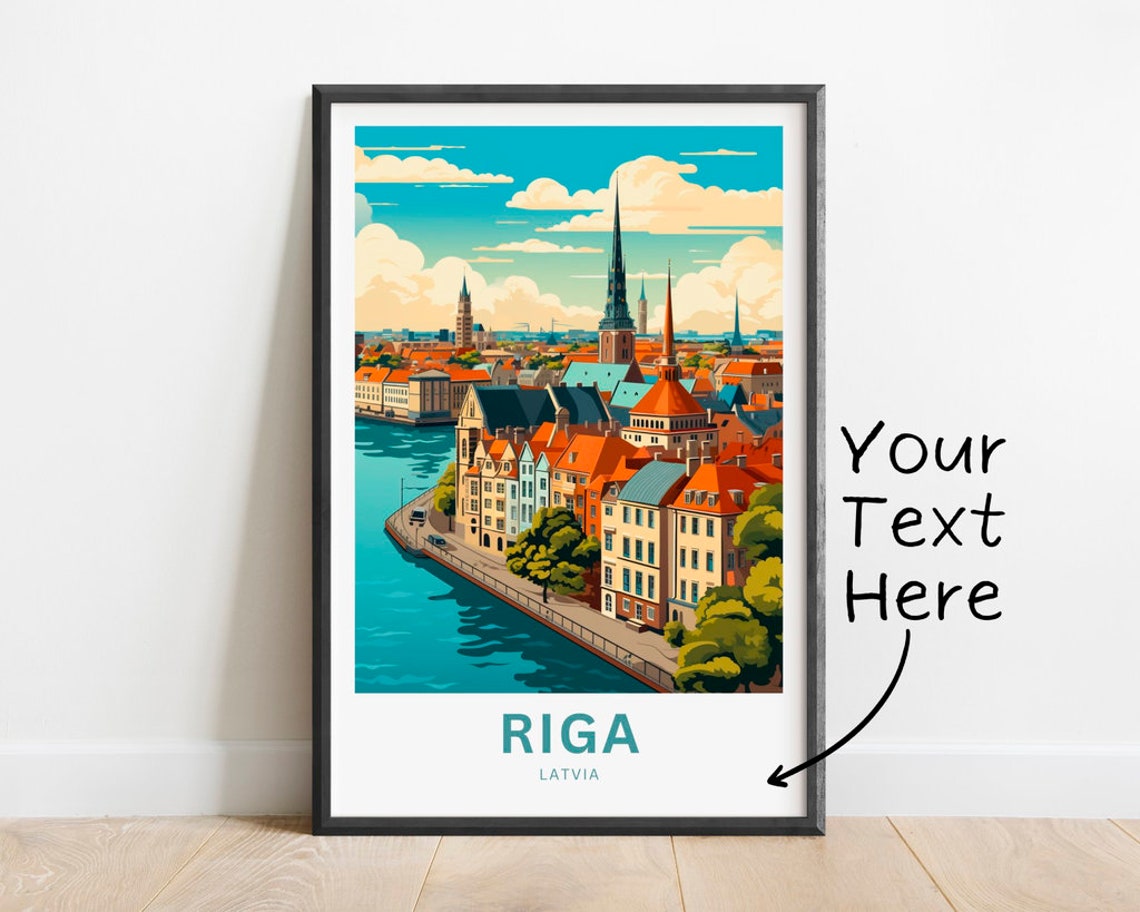 Riga Latvia Old Town Skyline Personalized River View Travel Poster