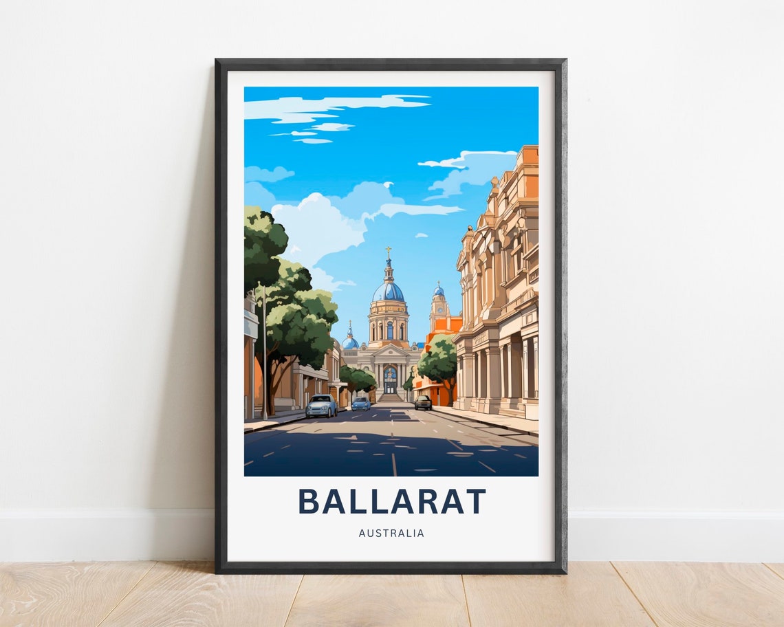 Ballarat Australia Historic Streetscape Domed Building Art Poster