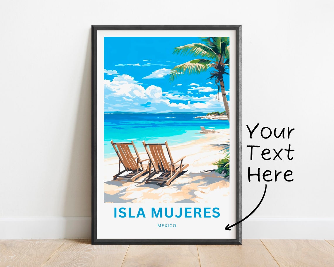 Personalized Isla Mujeres Mexico Turquoise Sea Beach Chairs Poster