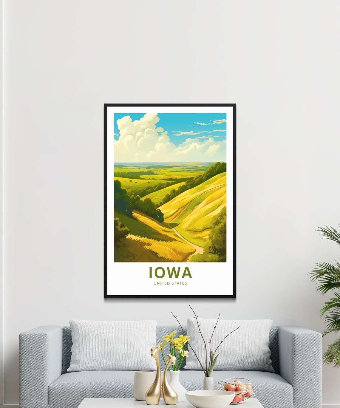 Iowa United States Rolling Hills Farmland Summer Travel Poster - Image 3