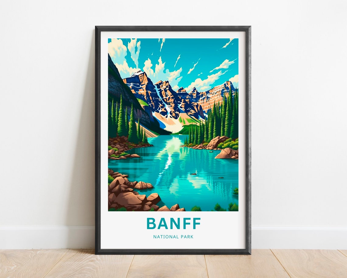 Banff National Park Turquoise Rocky Mountain Lake Travel Poster