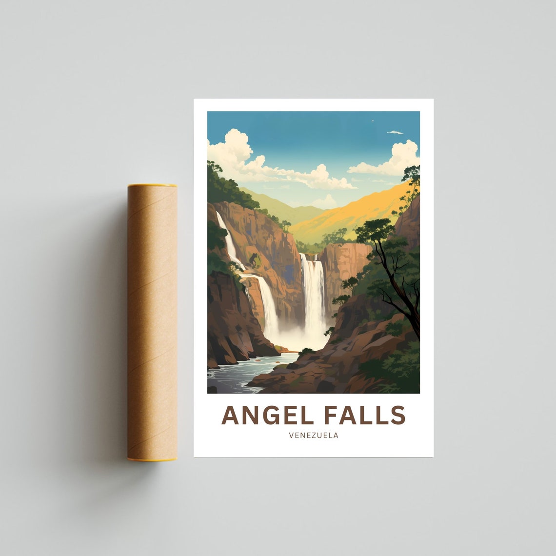 Angel Falls Venezuela Canyon Waterfall Scene Personalized Poster - Image 4
