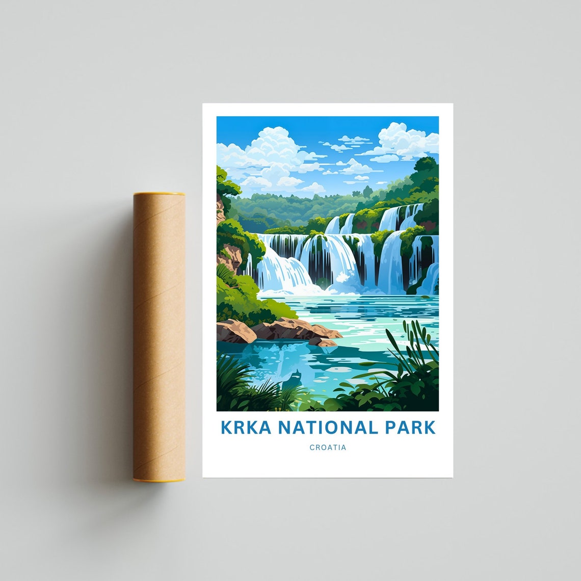 Personalized Krka Croatia Waterfall Cascades Travel Poster Gift Art - Image 4
