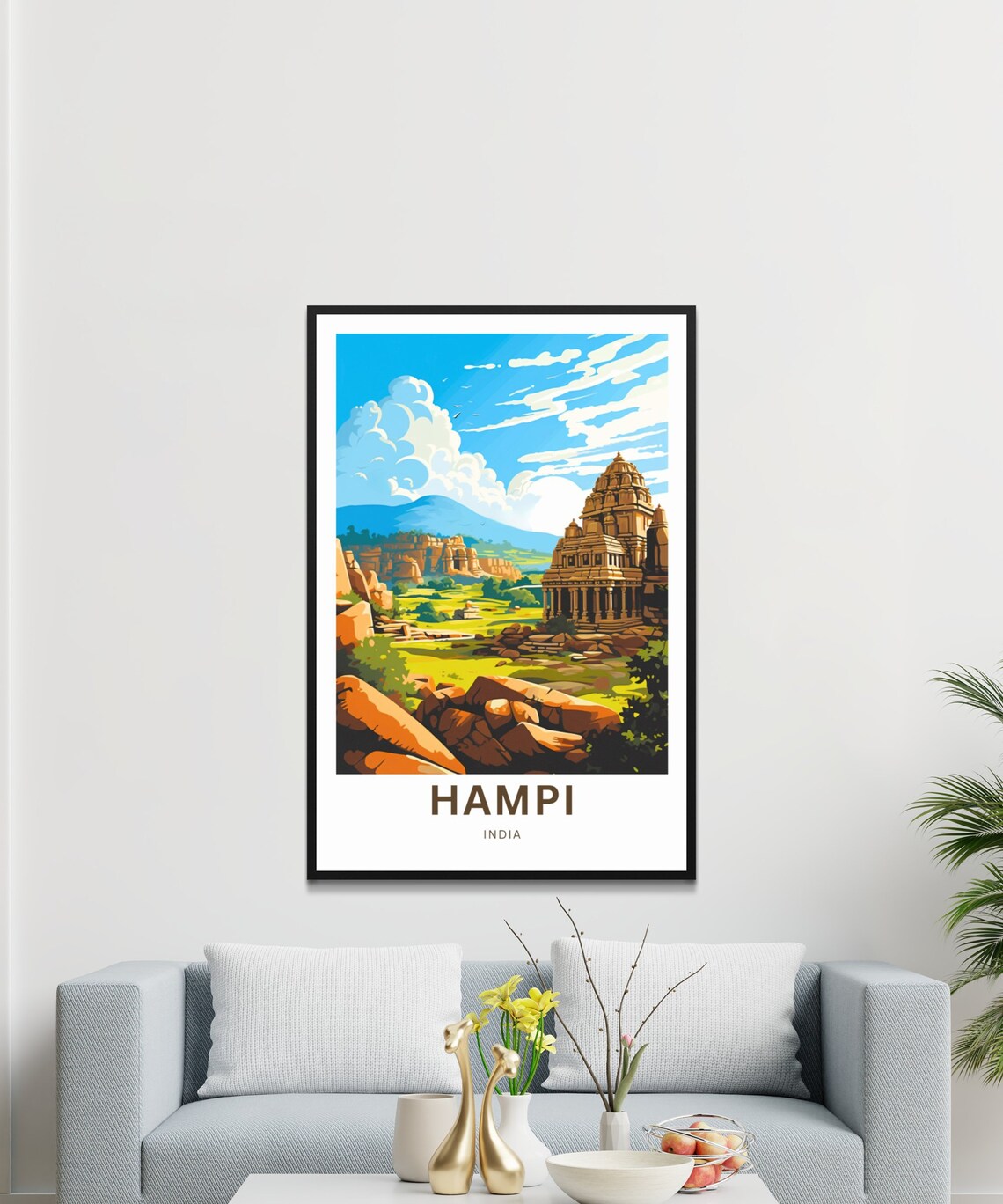 Hampi India Ancient Temple Green Valley Ruins Vintage Travel Poster - Image 3