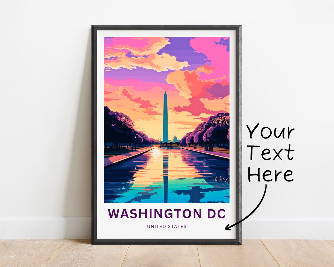 Washington DC Monument Reflecting Pool Sunset Customizable Poster