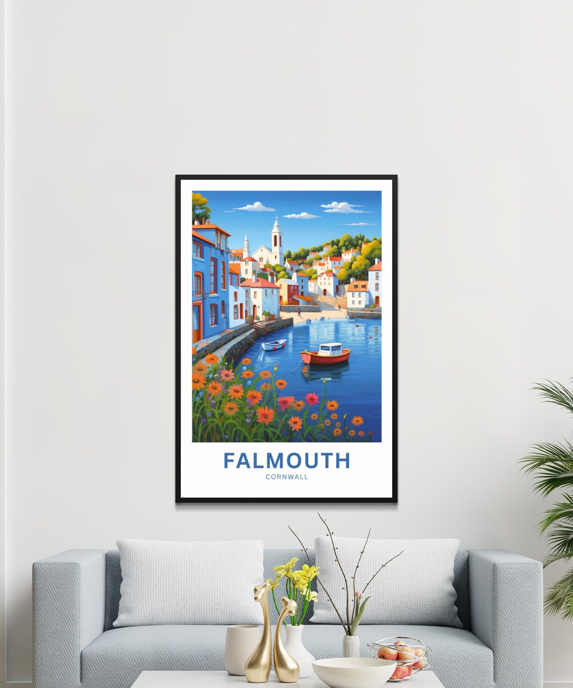 Falmouth Cornwall Harbor Colorful Seaside Town Travel Poster - Image 3