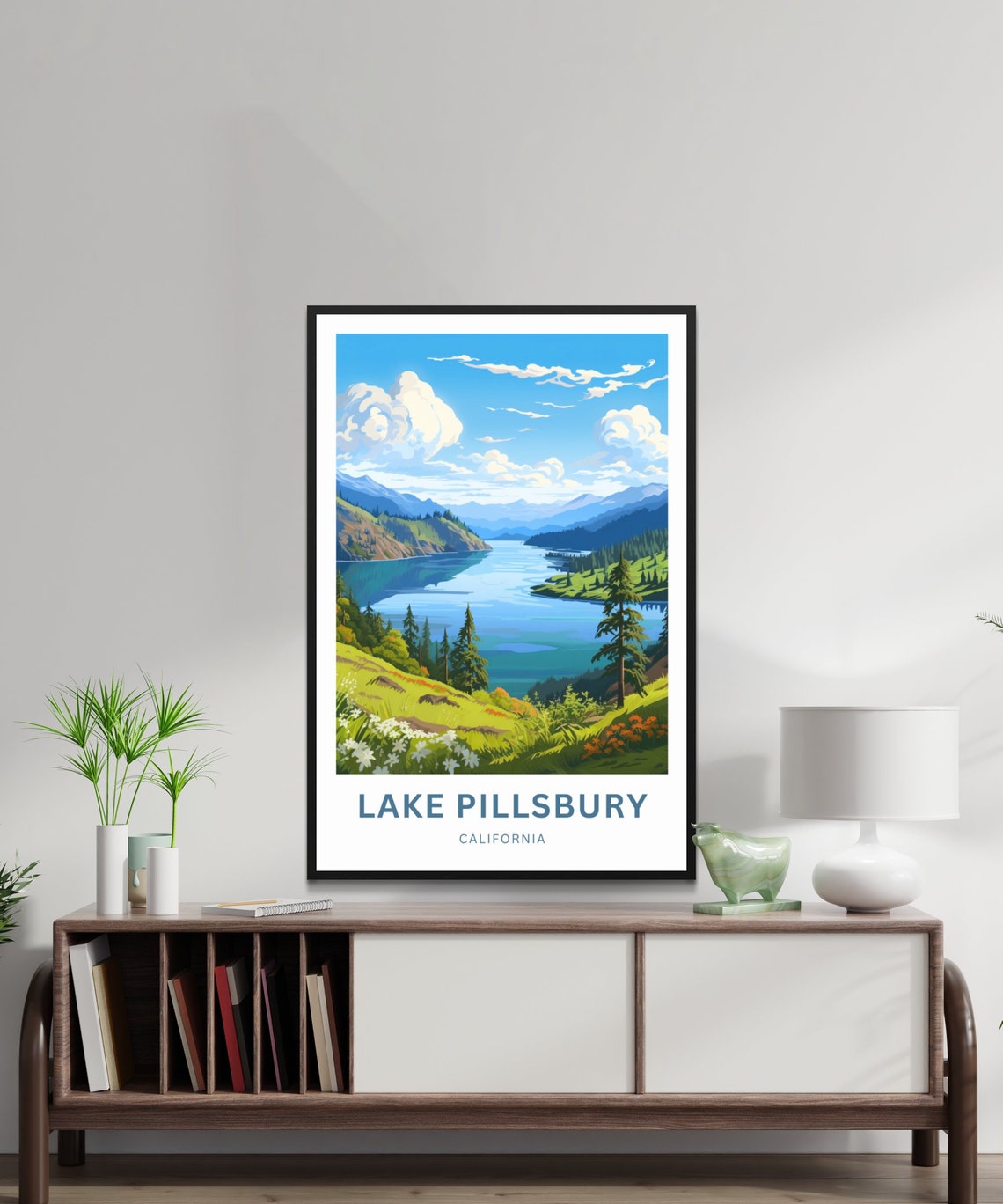 Lake Pillsbury California Blue Mountain Lake Wildflower Poster - Image 2