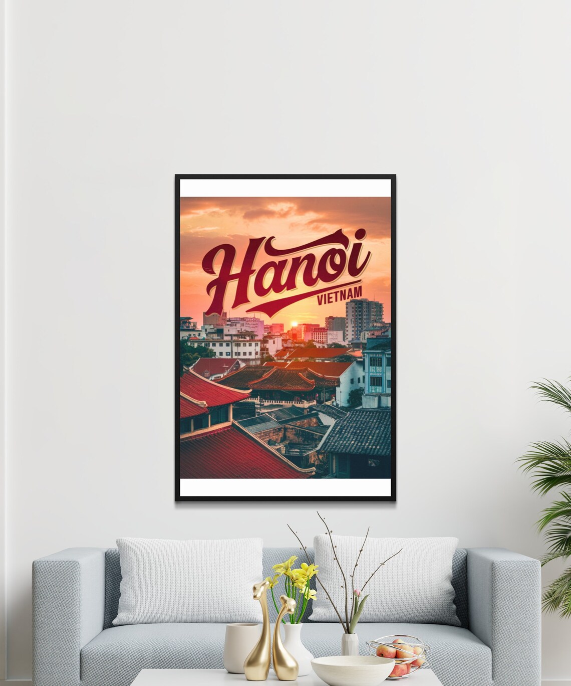 Hanoi Vietnam Travel Poster with Sunset Cityscape and Rooftop Views - Image 2