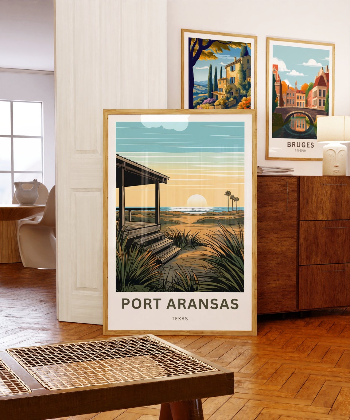 Port Aransas Texas Beach House Dunes Sunset Ocean Travel Poster - Image 5