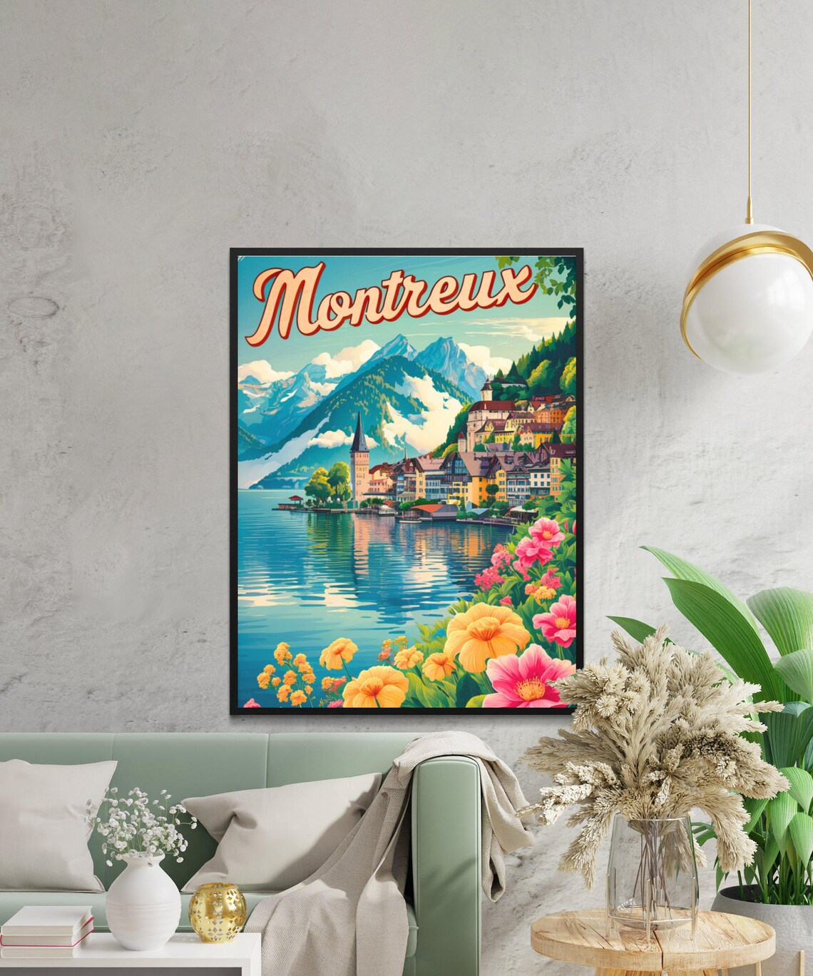 Montreux Vintage Travel Poster, Switzerland Art Print - Image 2