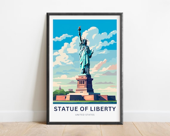 Statue of Liberty United States Travel Poster New York Landmark Iconic Wall Decor