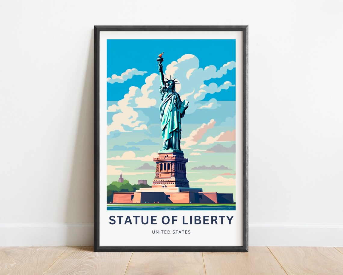 Statue of Liberty United States Travel Poster New York Landmark Iconic Wall Decor