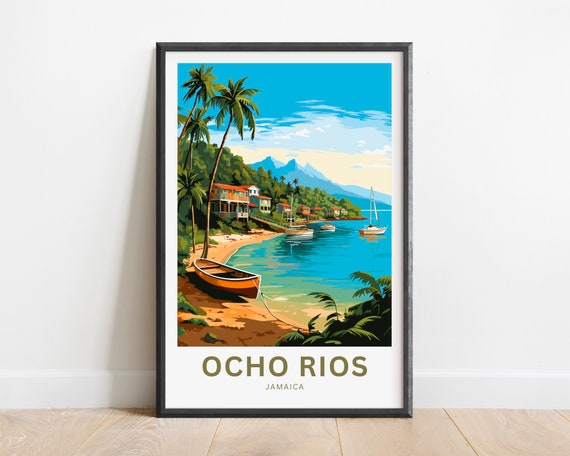 Ocho Rios Travel Print Ocho Rios Poster Jamaica Wall Art Framed Present Gift United States Present
