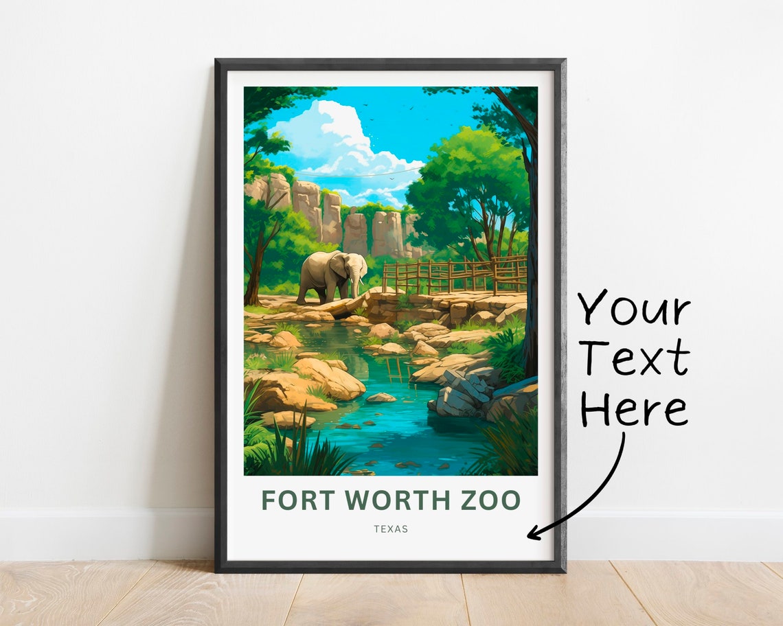Personalized Fort Worth Zoo Texas Elephant Custom Text Poster