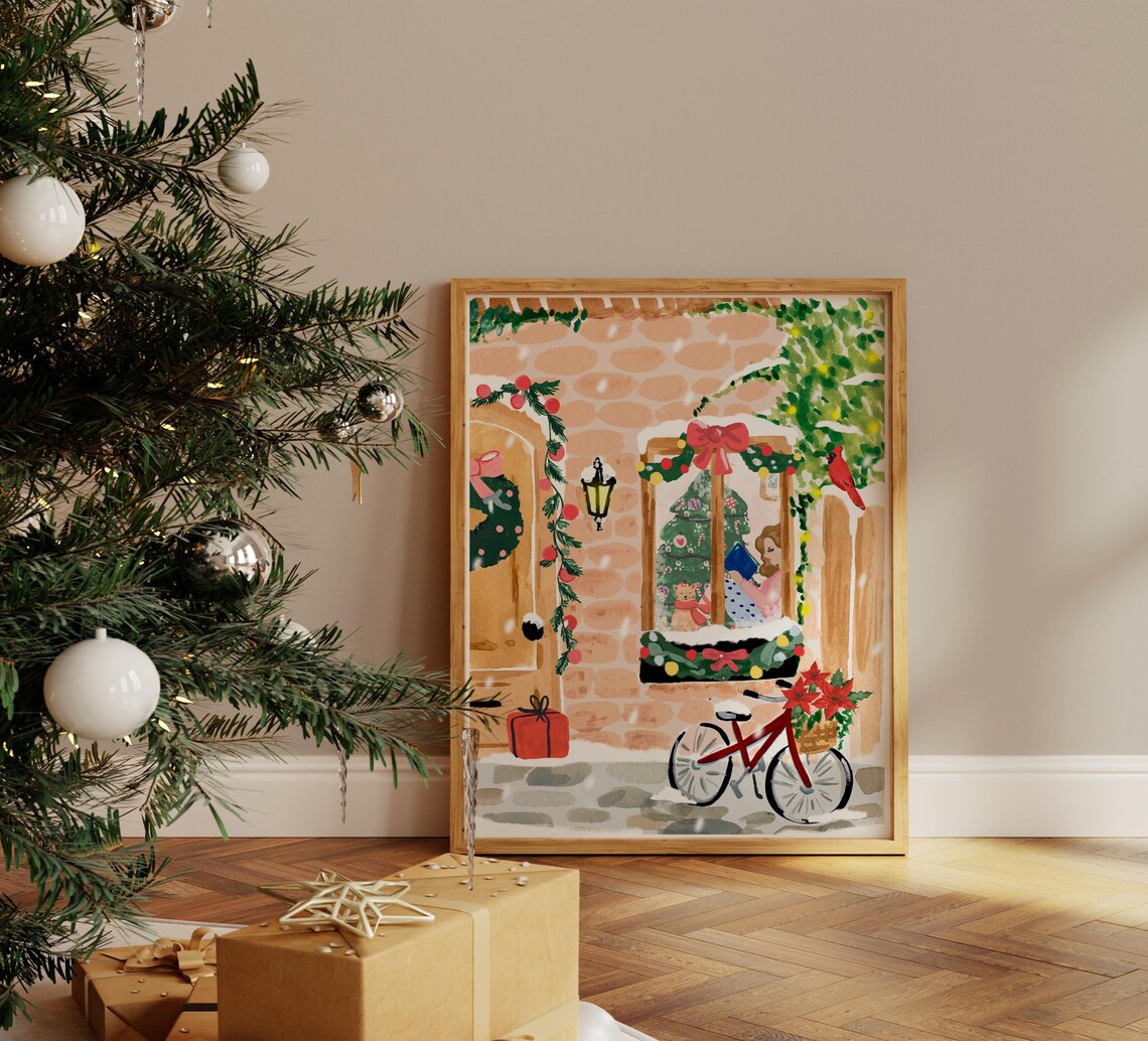 Christmas Wall Art Print, Cozy Holiday Scene - Image 3