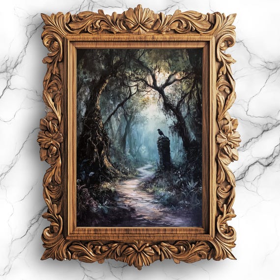 Eerie Forest Pathway Art Mystical Nature Scene Instant Wall Decor For Home Or Office Sce34