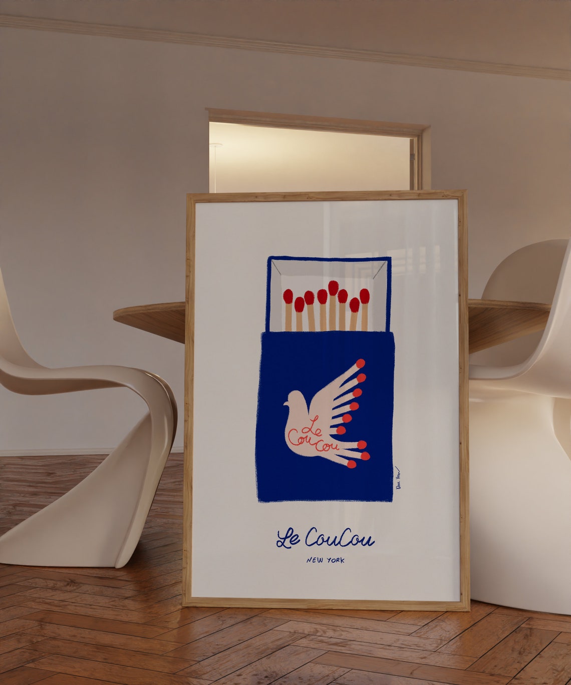 Le Coucou New York Dove Blue Matchbox French Bar Cart Poster - Image 4
