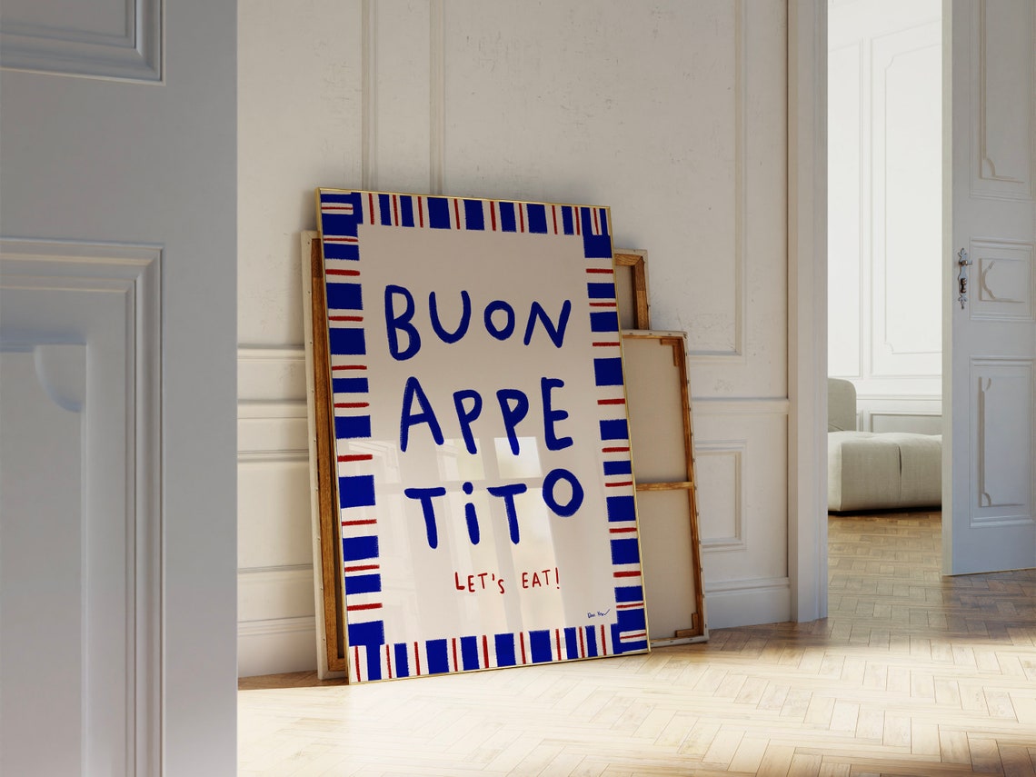 Buon Appetito Lets Eat Striped Italian Dining Kitchen Poster - Image 3