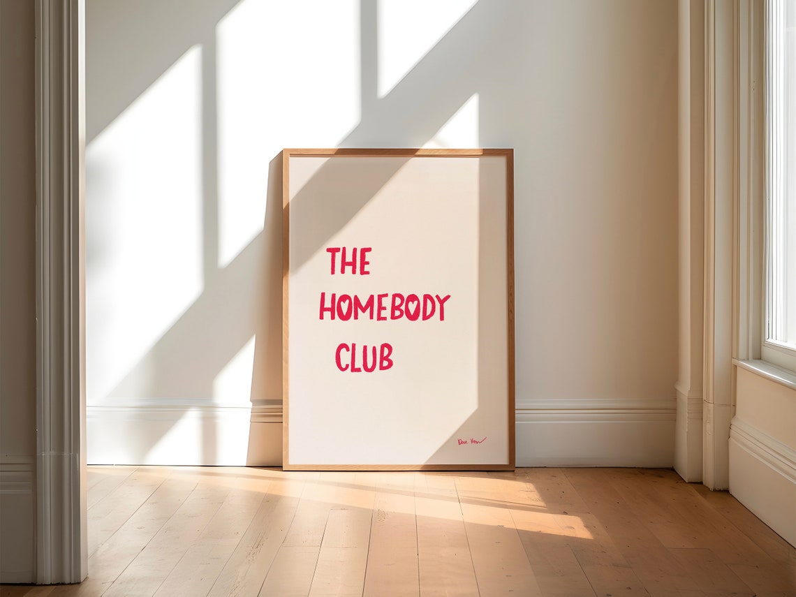 The Homebody Club Wall Art Cute Quote Poster Trendy Pink Print Retro Room Decor Minimalist Mid Century Poster Aesthetic Heart Print - Image 4