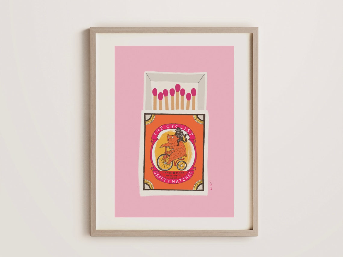 The Cyclist Safety Matches Bear Bicycle Vintage Label Art Poster - Image 4