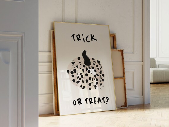Trick Or Treat Dalmatian Spotted Pumpkin Cute Halloween Poster