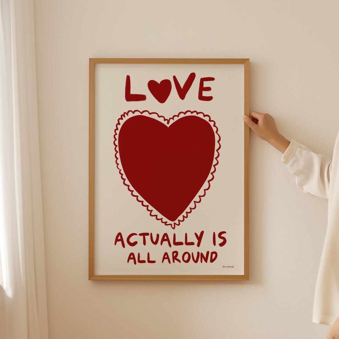 Love Actually Is All Around Big Red Heart Romantic Quote Poster - Image 2