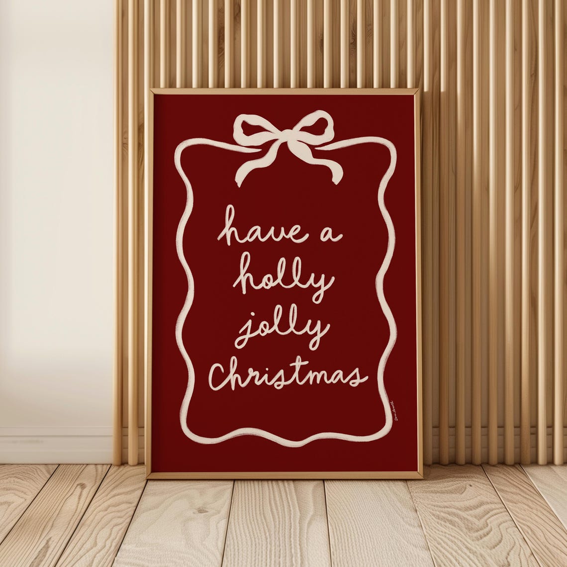 Have A Holly Jolly Christmas Red Ribbon Bow Holiday Quote Poster