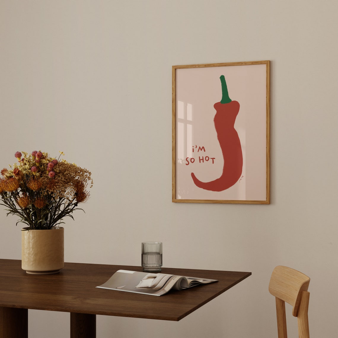 Im So Hot Big Red Chili Pepper Funny Hand Drawn Kitchen Poster - Image 4