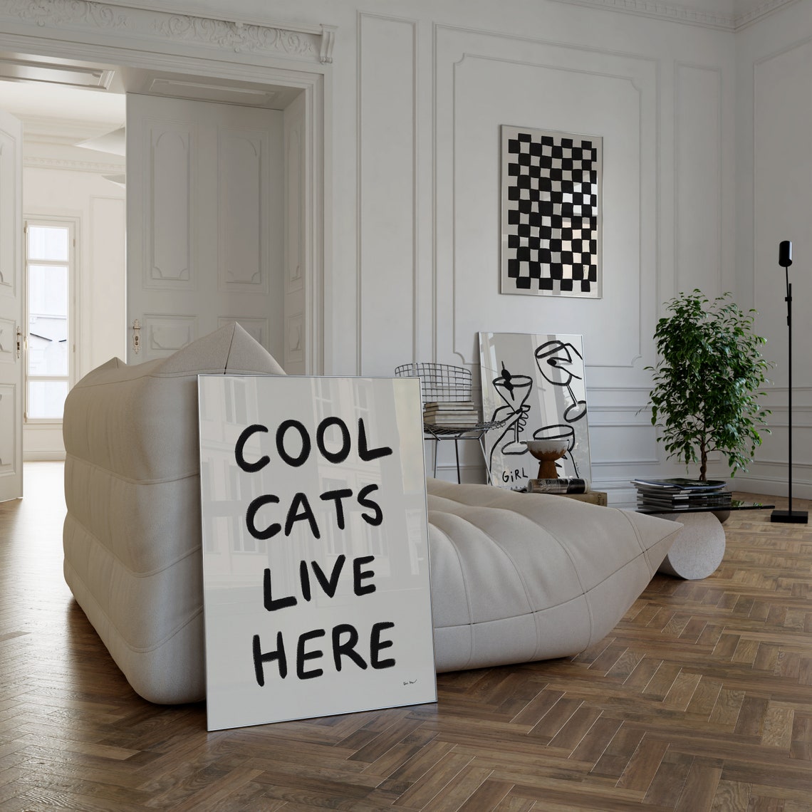 Cool Cats Live Here Funny Cat Lover Quote Minimalist Wall Poster - Image 4