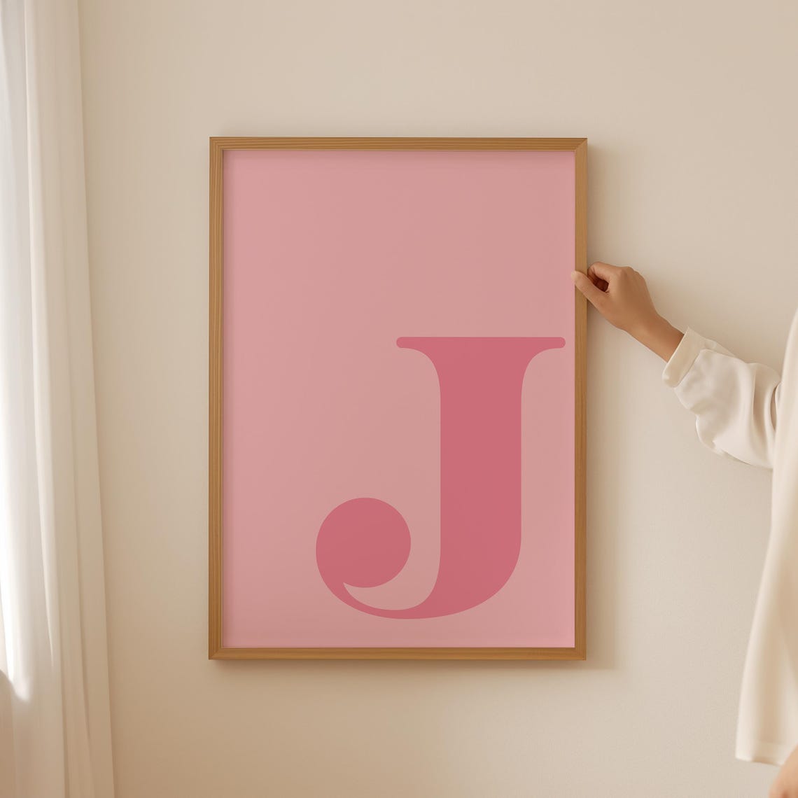 Letter J Pink Alphabet Initial Monogram Typography Art Poster - Image 4