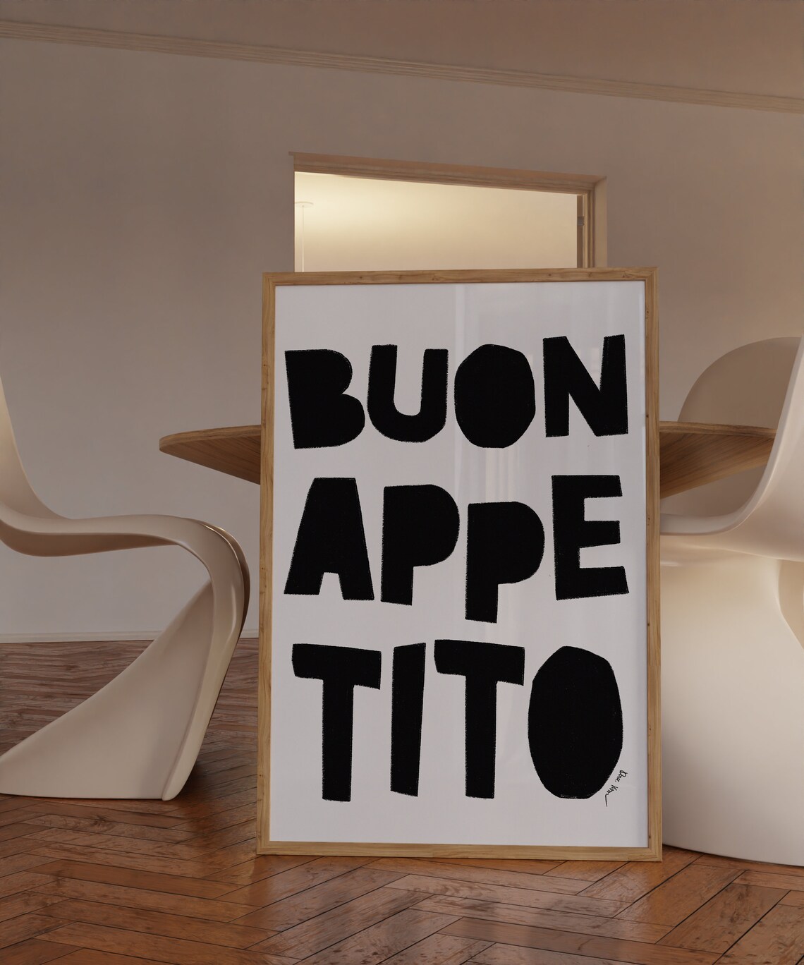 Buon Appetito Bold Chunky Black Lettering Italian Kitchen Poster - Image 4