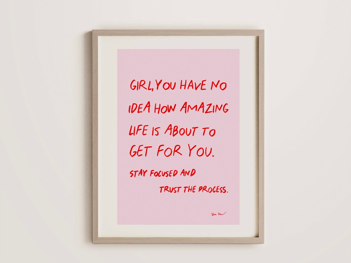 Girl You Have No Idea How Amazing Life Is Pink Affirmation Quote Wall Art - Image 2
