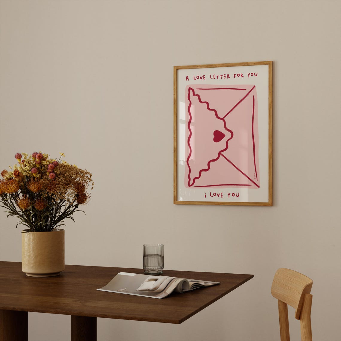 A Love Letter For You Pink Envelope Romantic Valentine Poster - Image 4