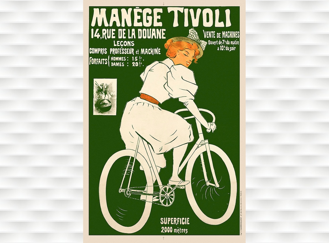 Manege Tivoli Paris Vintage Cycling School Green Bicycle Poster