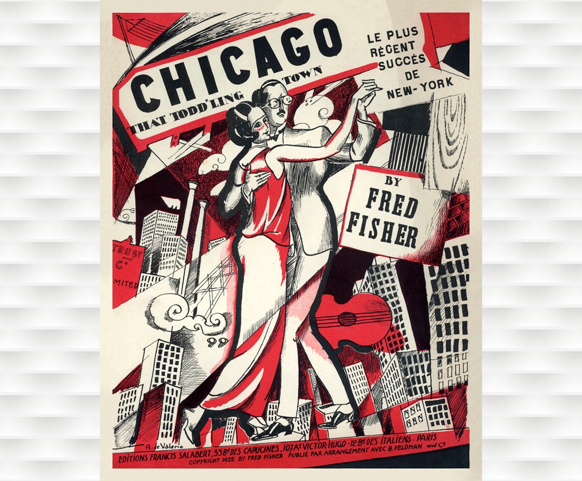 Chicago That Toddlin Town 1922 Fred Fisher Sheet Music Poster