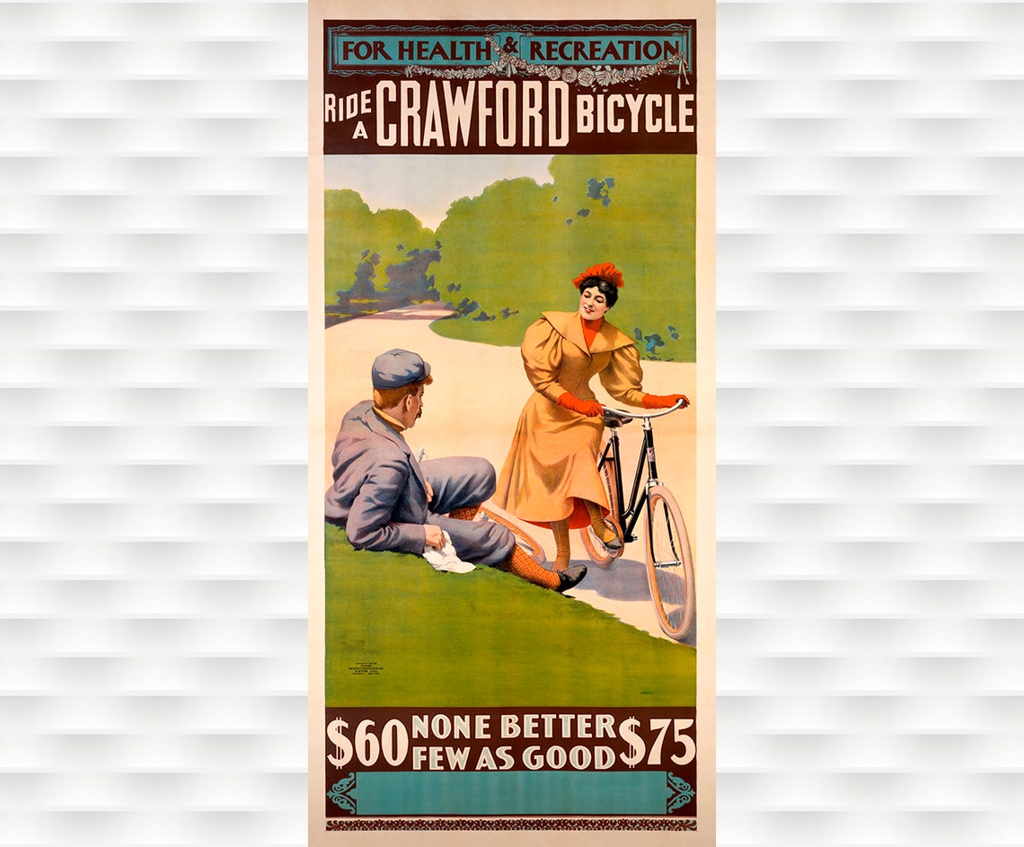 Crawford Bicycle For Health Recreation Vintage Bicycle Ad Poster