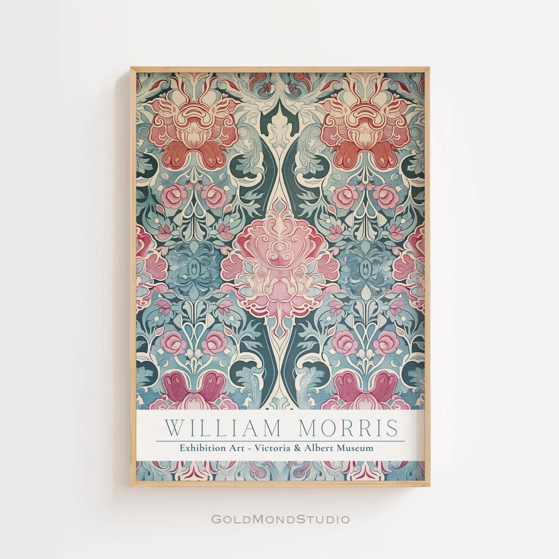 William Morris Pink Damask Floral Victoria and Albert Museum Poster
