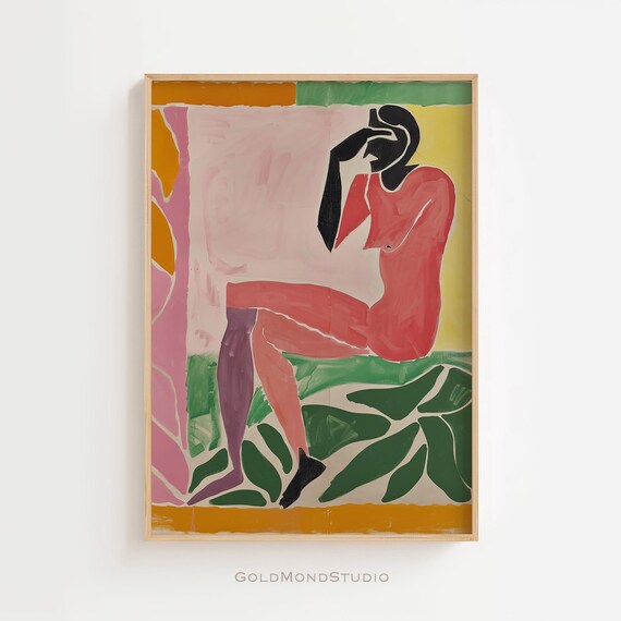 Matisse-Inspired Seated Figure Colorful Cutout Modern Art Poster