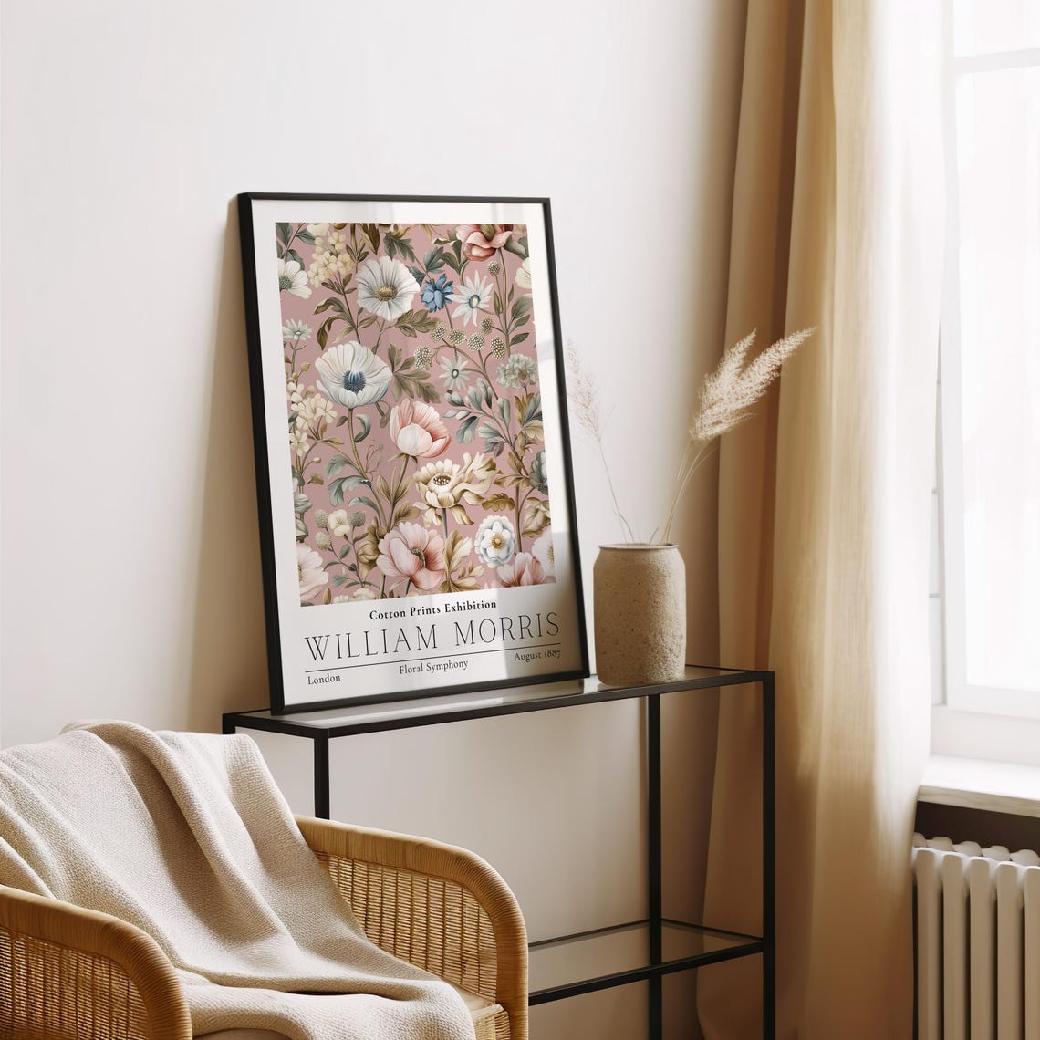William Morris Floral Symphony Pink Vintage Cotton Exhibition Poster - Image 3