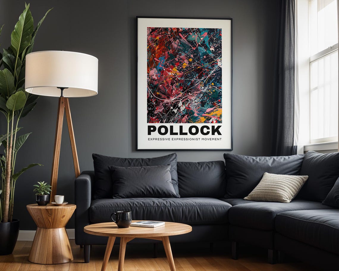 Pollock Colorful Splatter on Dark Abstract Expressionism Art Poster - Image 2